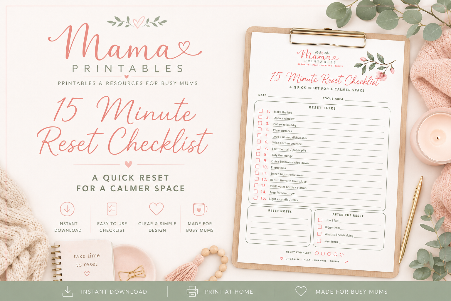 15 Minute Reset Checklist preview