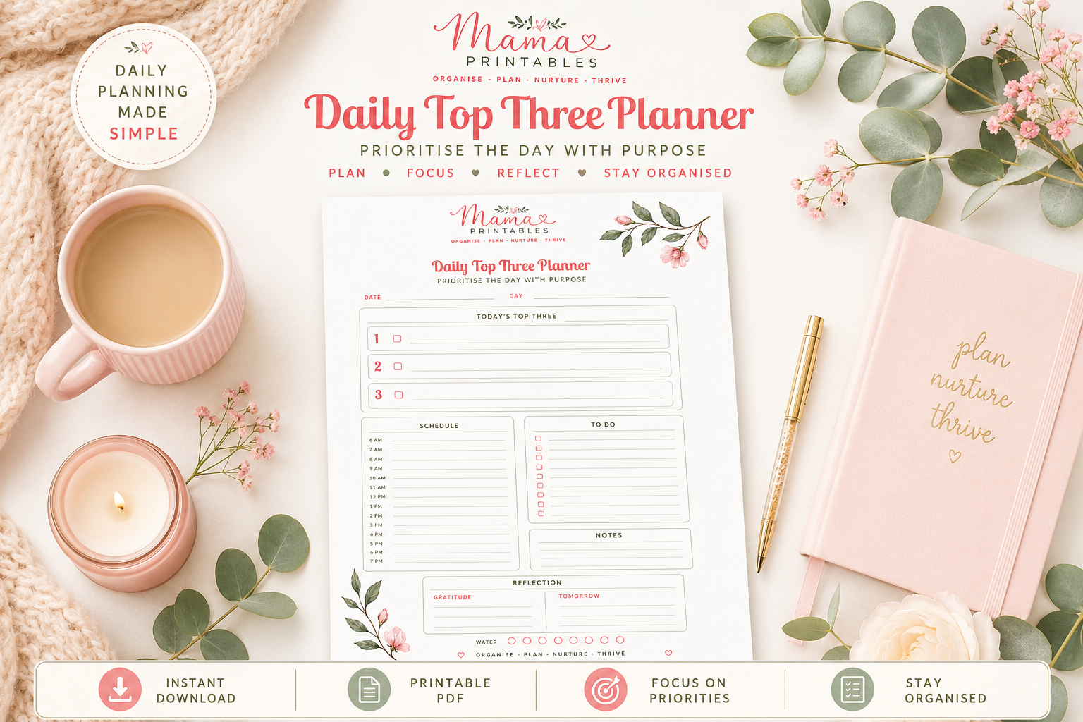 Daily Top Three Planner preview