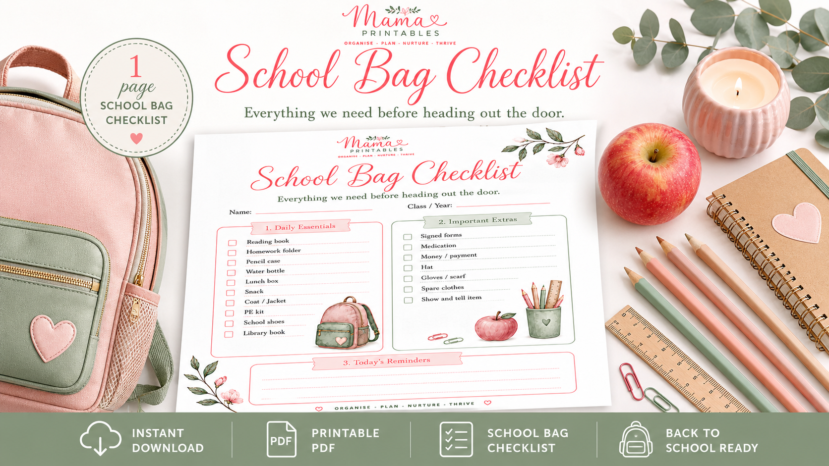School Bag Checklist preview
