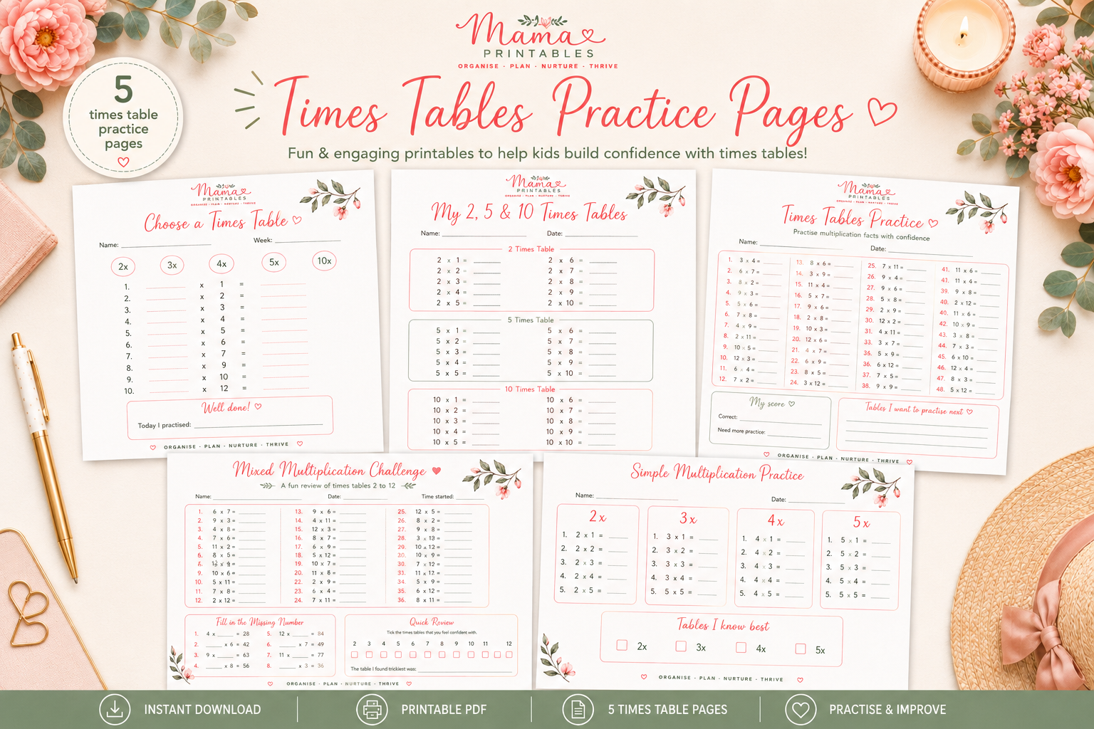 Times Table Practice Page preview