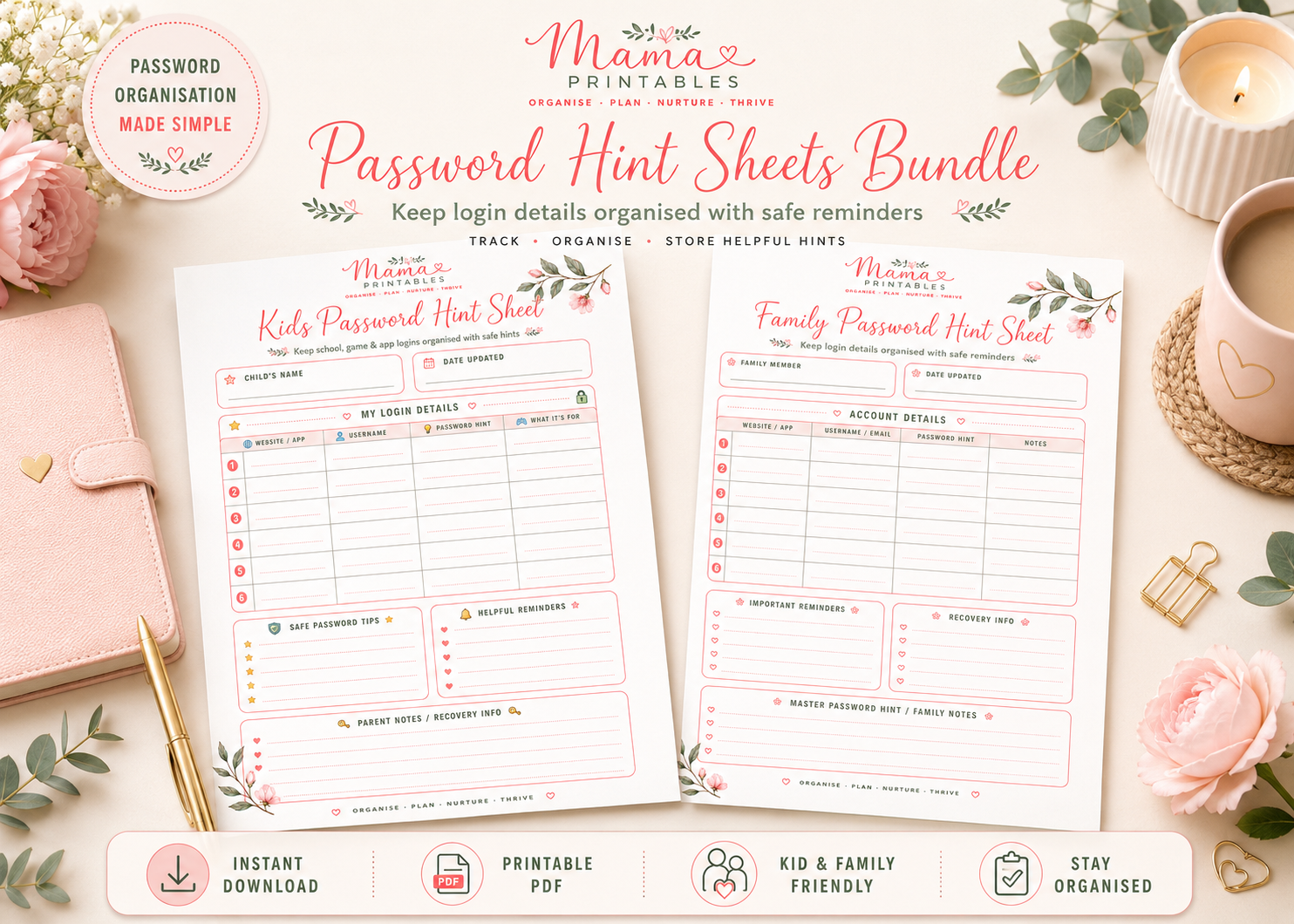 Family Password Hint Sheet preview