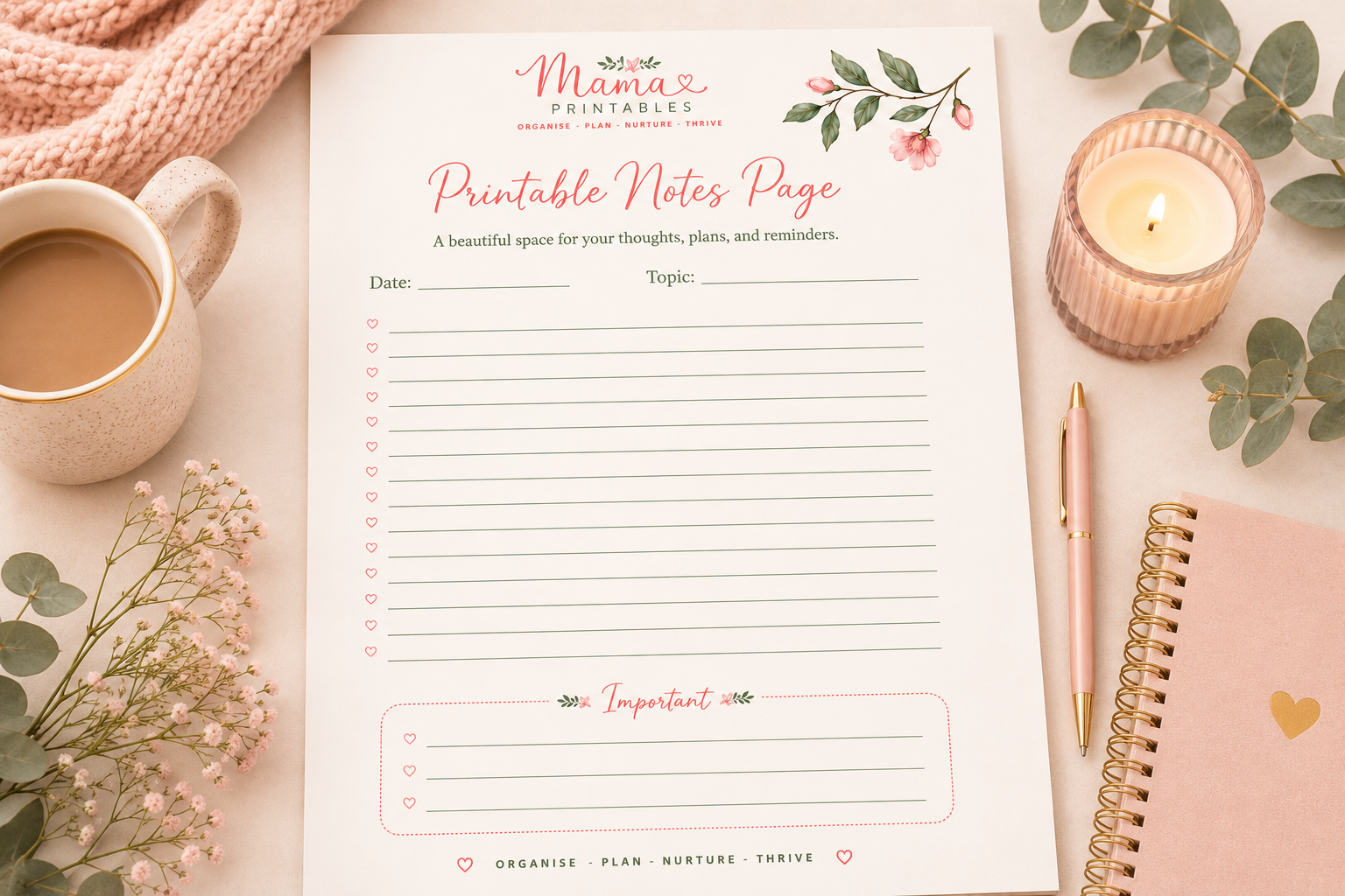 Printable Notes Page preview