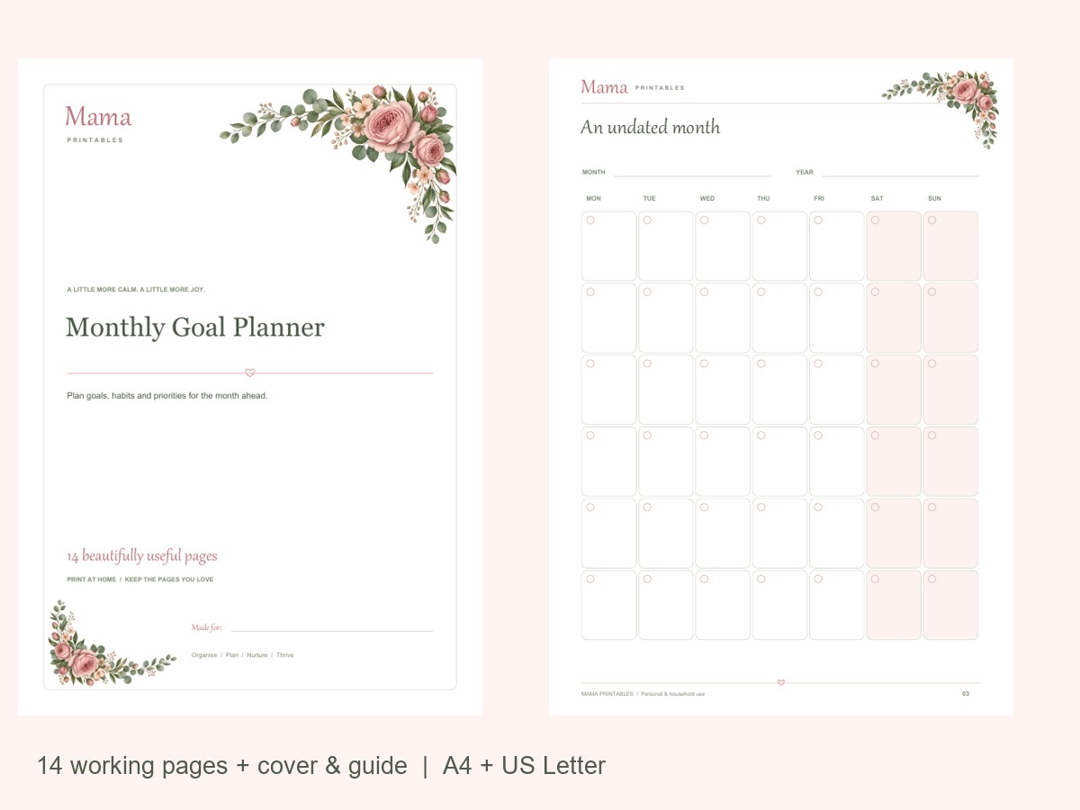 Monthly Goal Planner preview