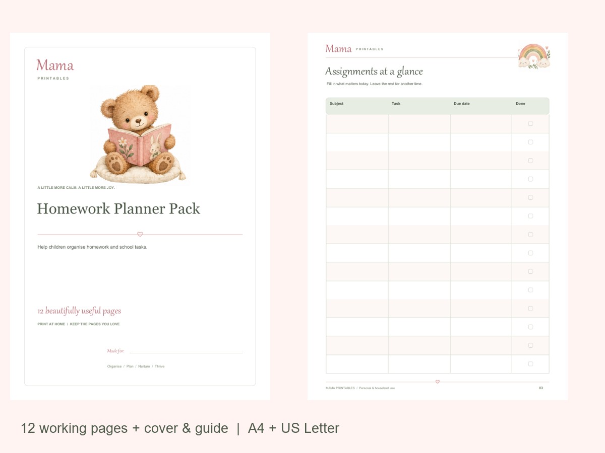 Homework Planner Pack preview