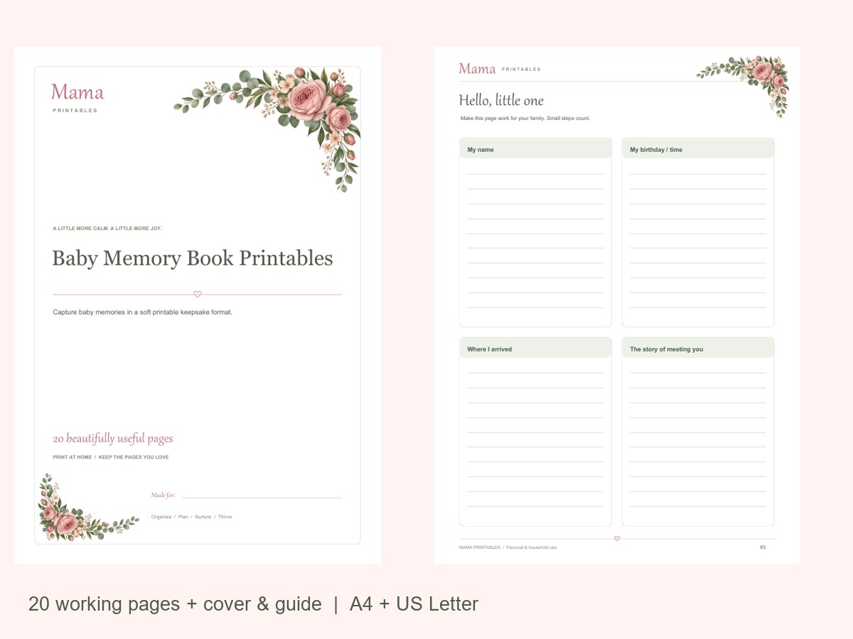 Baby Memory Book Printables preview