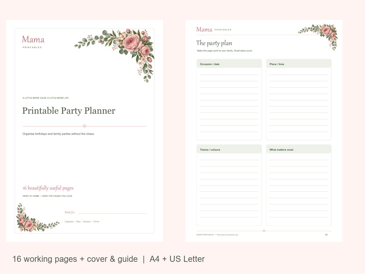 Printable Party Planner preview
